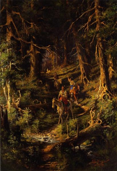 Idians In A Forest by Edgar Samuel Paxson