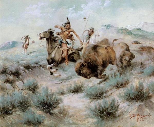 The Buffalo Hunt by Edgar Samuel Paxson