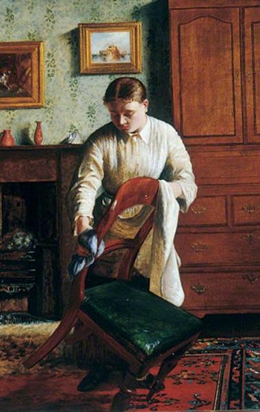 Edith Hayllar Housemaid Polishing A Chair