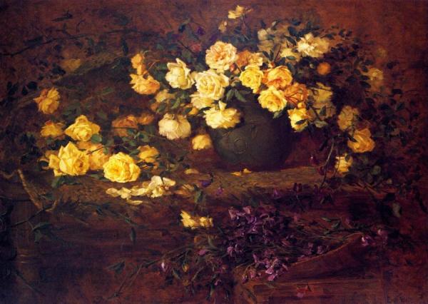 Untitled (also Known As Yellow, White, And Pink Roses With Sweet Peas) by Edith White