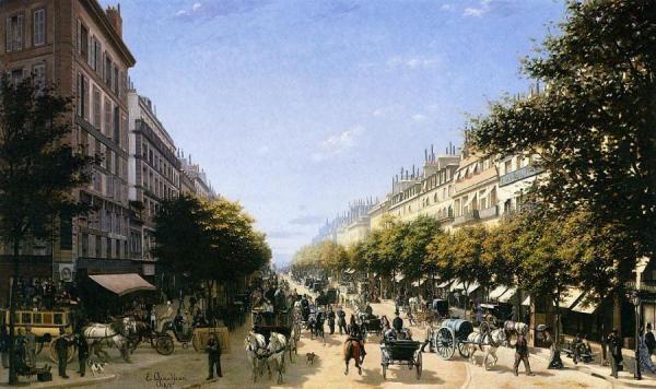 The Boulevad Des Italiens, Paris by Edmond-georges Grandjean