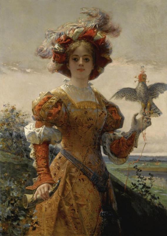 Lady With A Falcon by Edmond-louis Dupain Oil Painting Reproductions