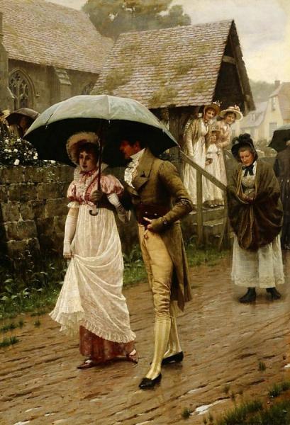 A Wet Sunday Morning by Edmund Blair Leighton
