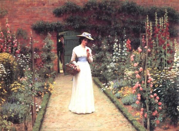 Lady In A Garden by Edmund Blair Leighton
