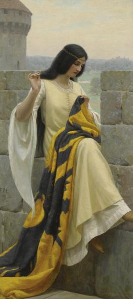 Stitching The Standard by Edmund Blair Leighton
