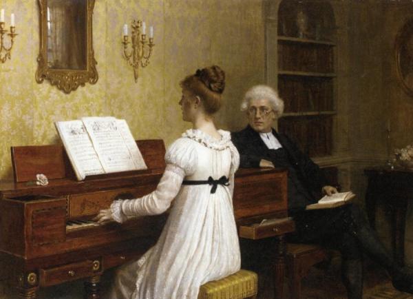 The Piano Lesson by Edmund Blair Leighton