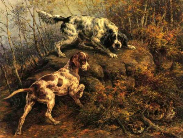 Pointer, Setter And Grouse by Edmund Henry Osthaus Oil Painting Reproductions