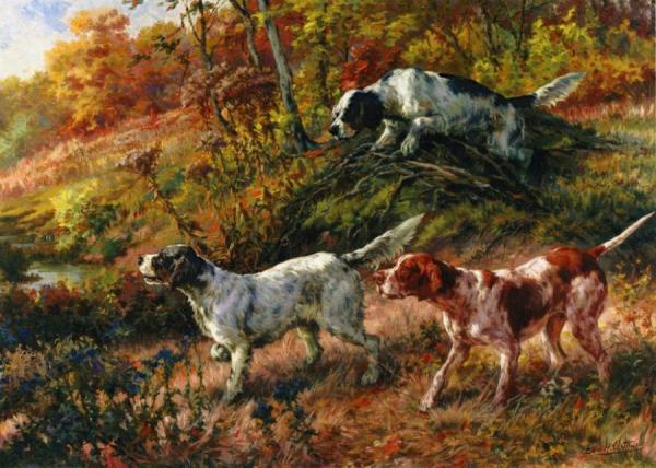 Three Setters On Point by Edmund Henry Osthaus