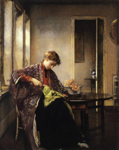 Girl Mending by Edmund Tarbell