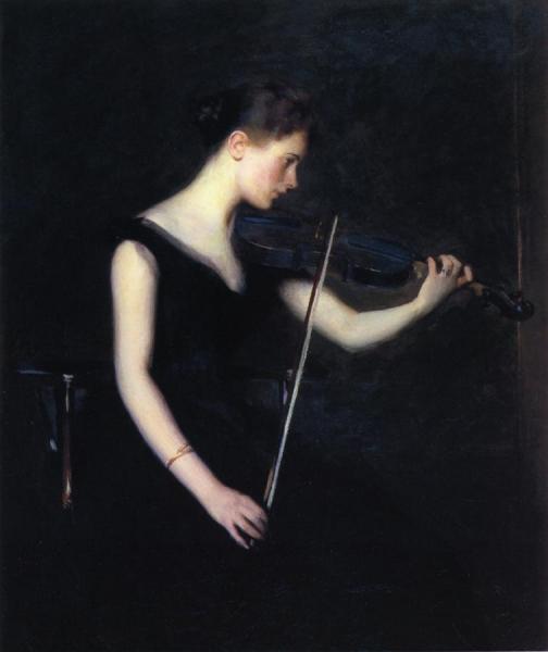 Girl With Violin by Edmund Tarbell