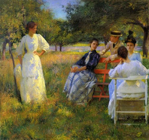 In The Orchard by Edmund Tarbell