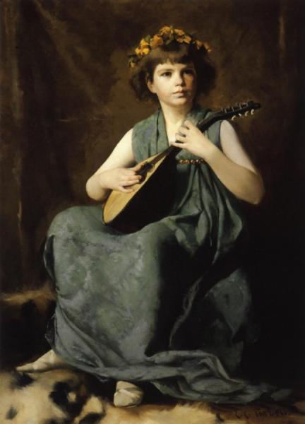 Marion Hiller Fenno At Nine As Mandolinata by Edmund Tarbell
