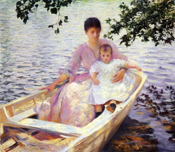Mother And Child In A Boat by Edmund Tarbell