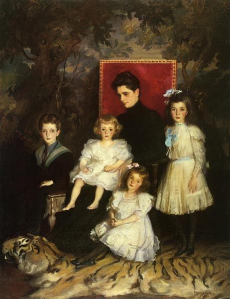 Mrs. Horatio Nelson Slater And Her Children by Edmund Tarbell