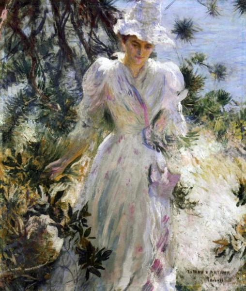 My Wife, Emeline, In A Garden by Edmund Tarbell