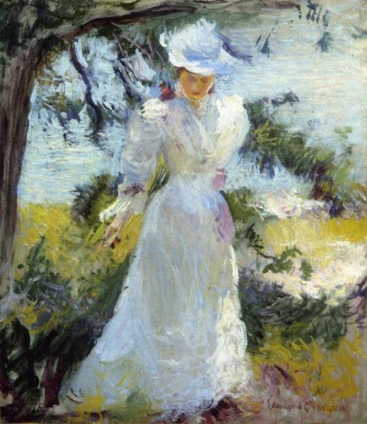 My Wife, Emeline, In A Garden by Edmund Tarbell