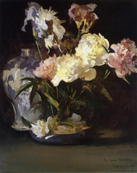 Peonies And Irises by Edmund Tarbell