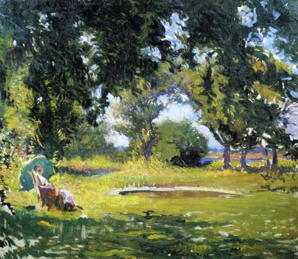 Seated Woman By A Pond by Edmund Tarbell Oil Painting Reproductions