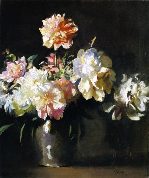 Still Life: Vase Of Peonies by Edmund Tarbell