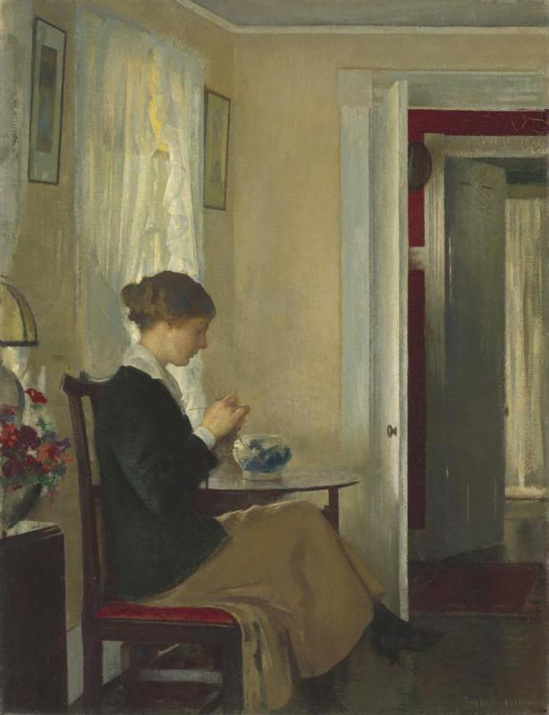 Josephine Knitting, 1916 by Edmund Tarbell