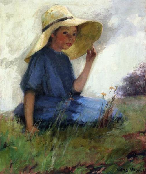 Young Girl In A Floppy Hat by Edna Vognild