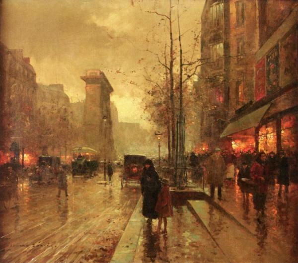 An Evening Stroll Along The Boulevard Saint-denis, Paris by Edouard Léon Cortes