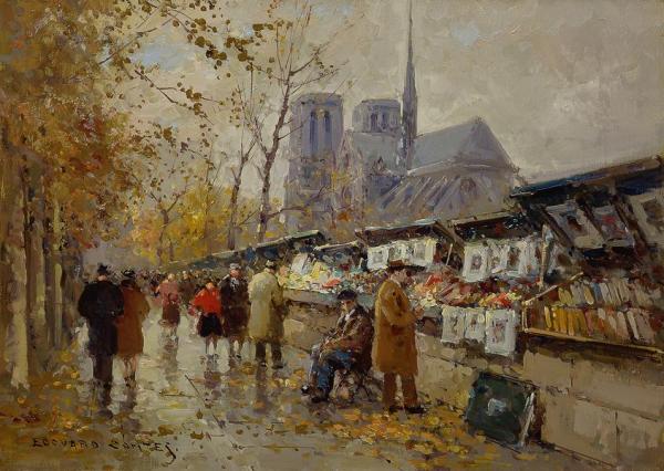 Bouquinistes De Notre-dame by Edouard Léon Cortes