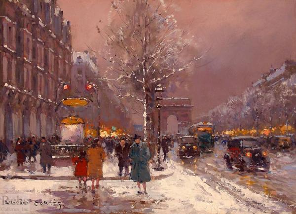 Champs Elysees, Winter by Edouard Léon Cortes