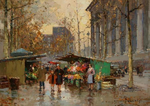 Flower Market, Madeleine by Edouard Léon Cortes