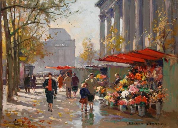Flower Seller At The Madeleine by Edouard Léon Cortes