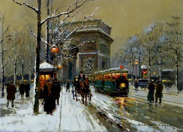 L'arc De Triomphe, Hiver by Edouard Léon Cortes