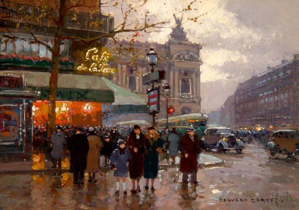 L'opera And The Cafe De La Paix by Edouard Léon Cortes