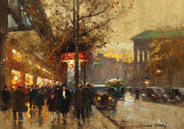 La Madeleine Au Crépuscule Vue Du Boulevard by Edouard Léon Cortes