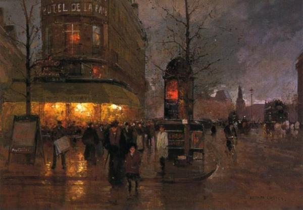La Place De La Bastille, Paris by Edouard Léon Cortes