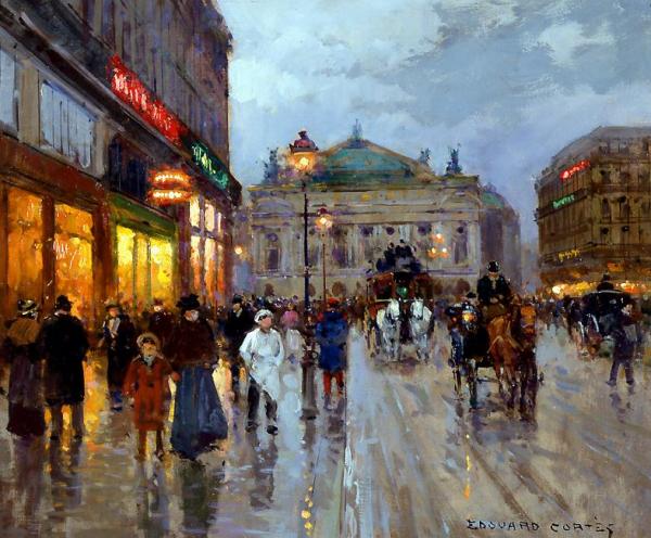 Le Place De L'opera by Edouard Léon Cortes