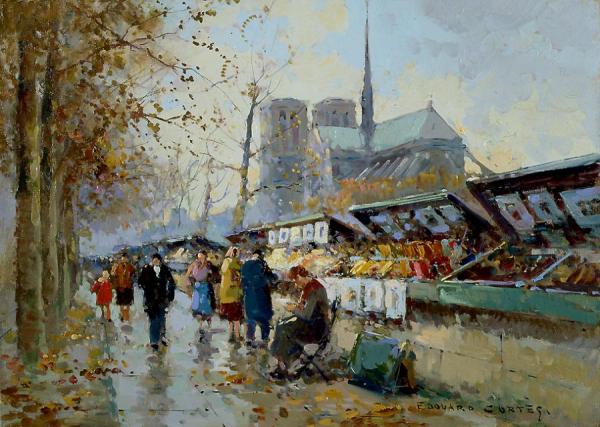 Les Bouquinistes by Edouard Léon Cortes