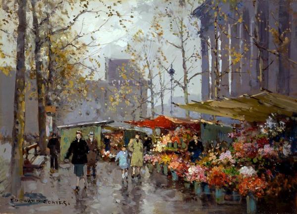 Marche Aux Fleurs, Madeleine by Edouard Léon Cortes