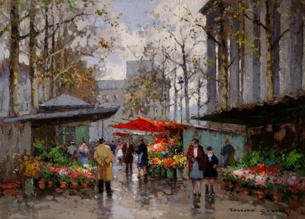 Marche Des Fleurs A La Madeleine by Edouard Léon Cortes