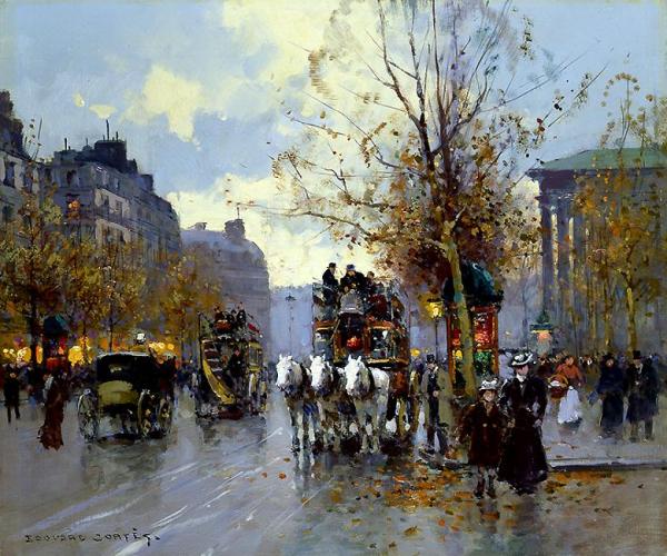 Omnibus On The Place De La Madeleine by Edouard Léon Cortes