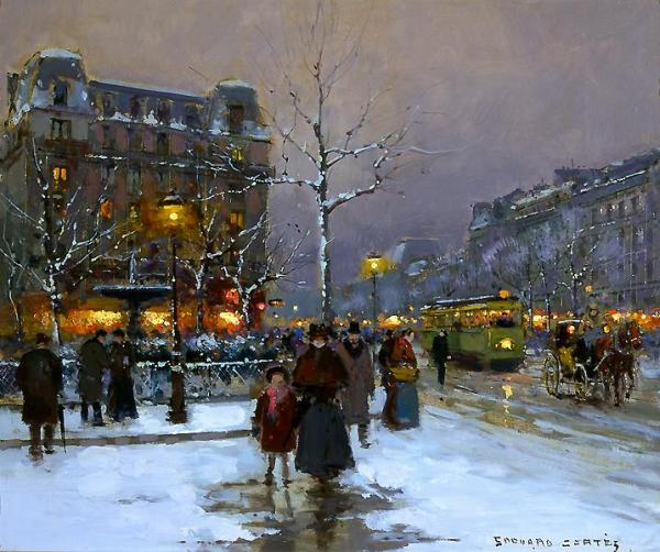 Place Pigalle, Hiver by Edouard Léon Cortes