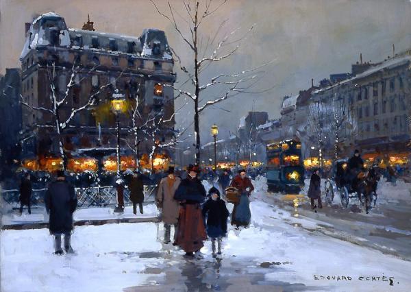 Place Pigalle, Winter Evening by Edouard Léon Cortes
