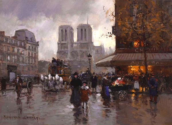 Place St. Michel, Notre Dame by Edouard Léon Cortes