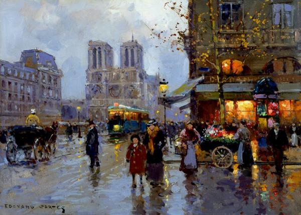 Place St. Michel, Notre Dame by Edouard Léon Cortes