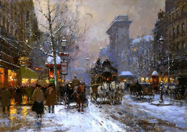 Porte St. Denis In The Winter by Edouard Léon Cortes
