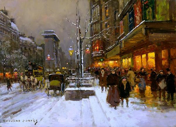 Porte St. Denis In Winter by Edouard Léon Cortes