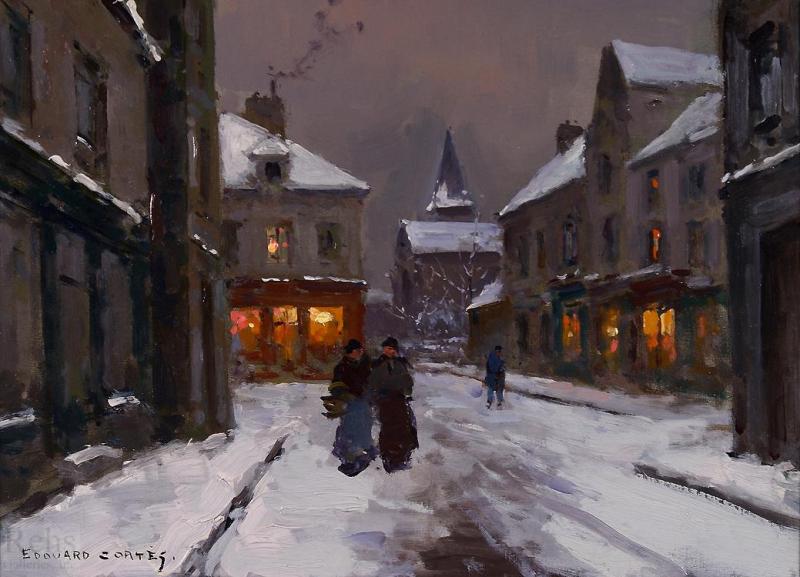 Soir De Neige by Edouard Léon Cortes