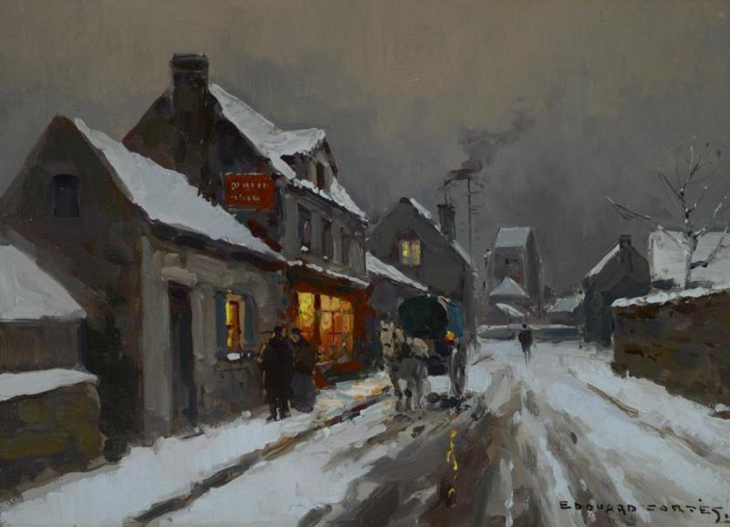 Soir De Neige I by Edouard Léon Cortes