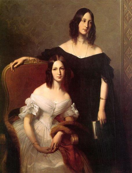 Portrait Of Two Sisters by Edouard Louis Dubufe Oil Painting Reproductions