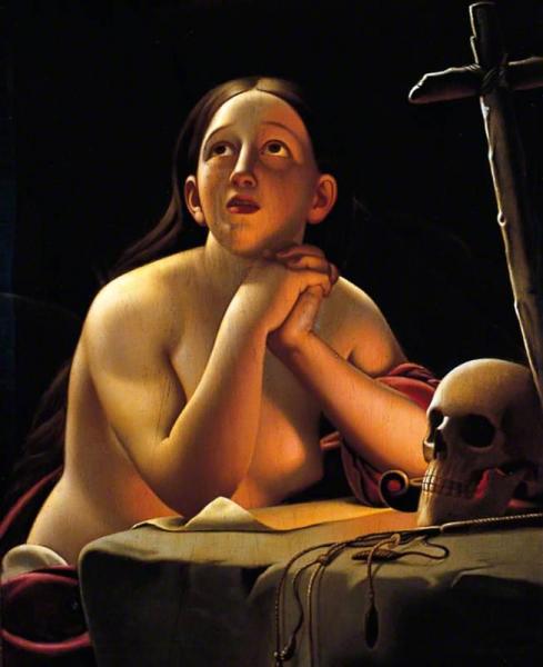 The Magdalen By Lamplight by Edouard Louis Dubufe
