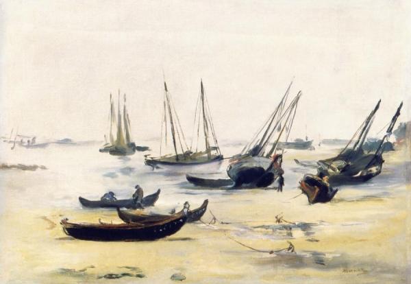 Boats At Low Tide On The Bay Of Arachon by Edouard Manet